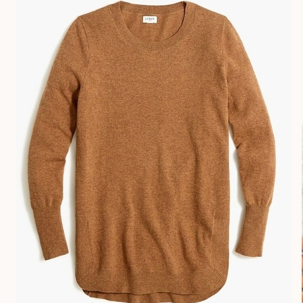 J. Crew Factory Wool-blend tunic sweater Heather Camel Tan Medium